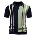 Men's Striped Mesh Polo Shirt - Breathable Casual Style