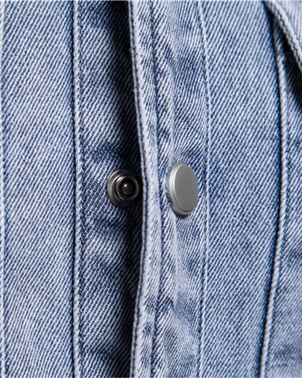 100% Cotton Casual Denim Shirt for Men - Long Sleeve
