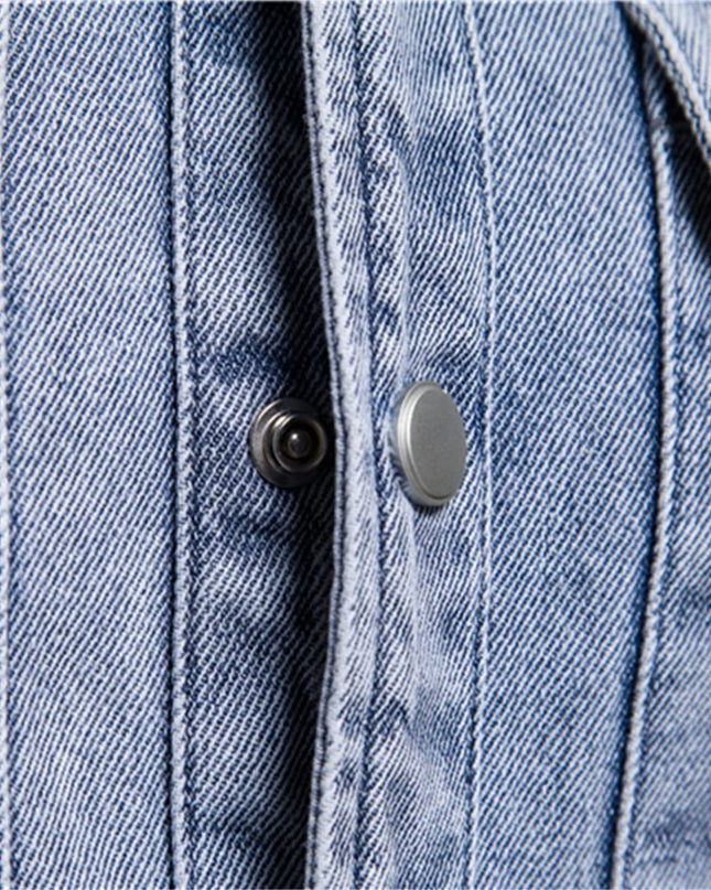 100% Cotton Casual Denim Shirt for Men - Long Sleeve