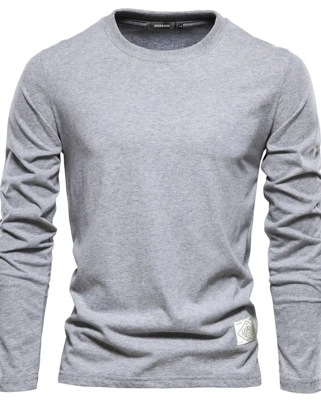 100% Cotton Long Sleeve T-Shirt - Casual Spring Wear for Men