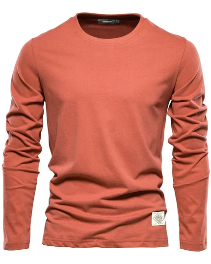 100% Cotton Long Sleeve T-Shirt - Casual Spring Wear for Men