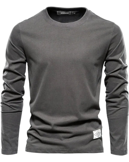 100% Cotton Long Sleeve T-Shirt - Casual Spring Wear for Men