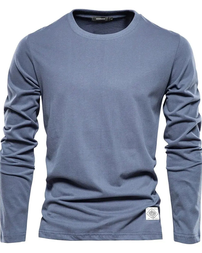 100% Cotton Long Sleeve T-Shirt - Casual Spring Wear for Men