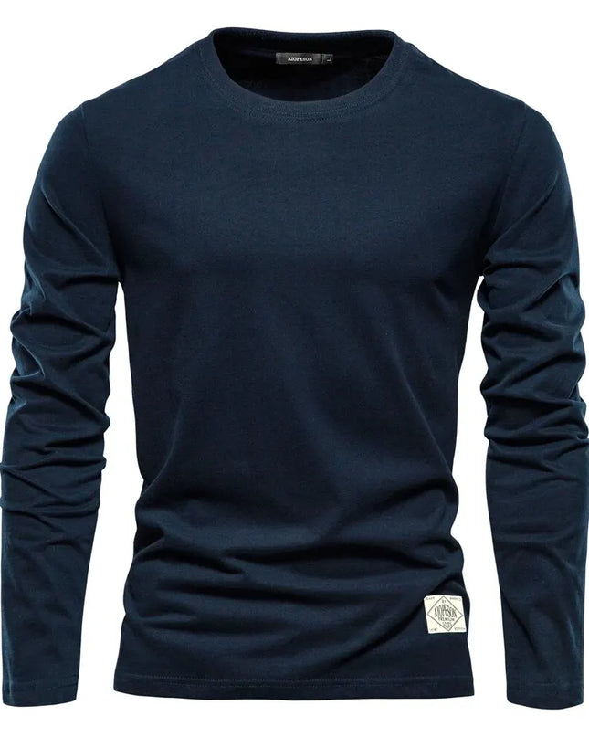 100% Cotton Long Sleeve T-Shirt - Casual Spring Wear for Men
