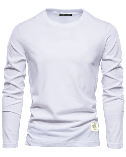 100% Cotton Long Sleeve T-Shirt for Men - Casual Spring Style