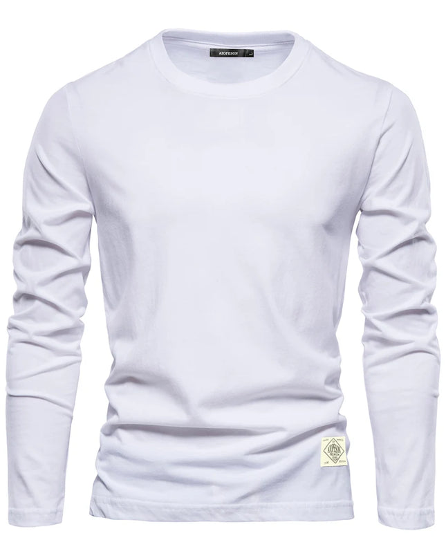 100% Cotton Long Sleeve T-Shirt for Men - Casual Spring Style