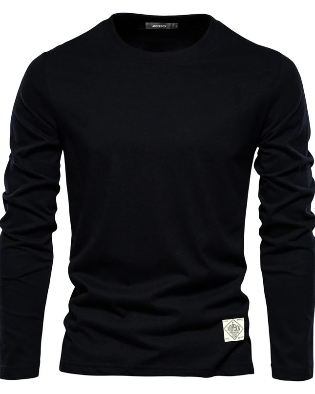 100% Cotton Long Sleeve T-Shirt for Men - Casual Spring Style
