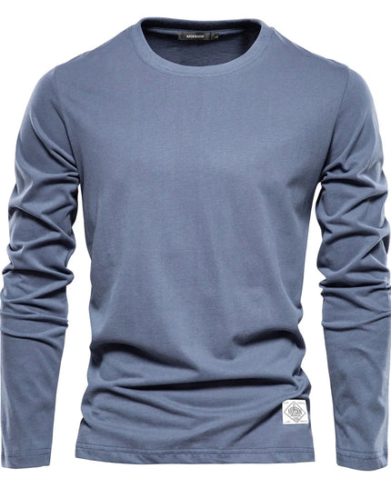100% Cotton Long Sleeve T-Shirt for Men - Casual Spring Style