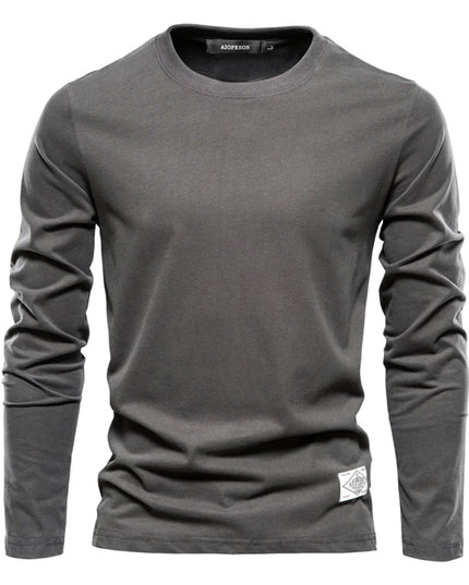 100% Cotton Long Sleeve T-Shirt for Men - Casual Spring Style