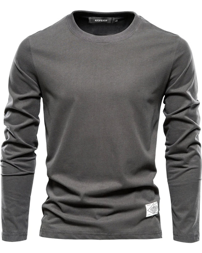 100% Cotton Long Sleeve T-Shirt for Men - Casual Spring Style