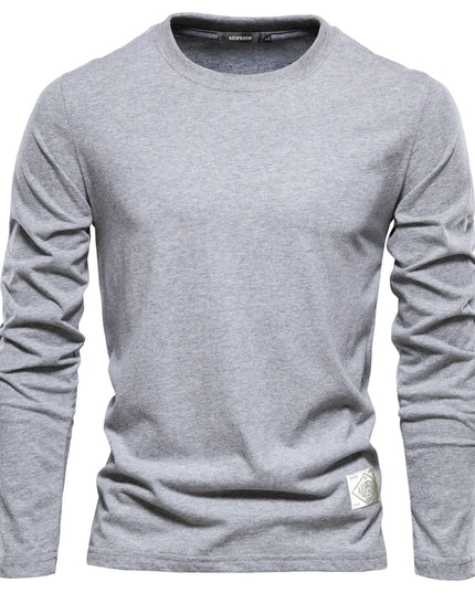 100% Cotton Long Sleeve T-Shirt for Men - Casual Spring Style