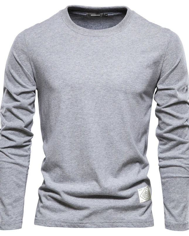 100% Cotton Long Sleeve T-Shirt for Men - Casual Spring Style
