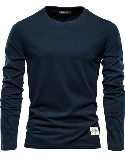 100% Cotton Long Sleeve T-Shirt for Men - Casual Spring Style