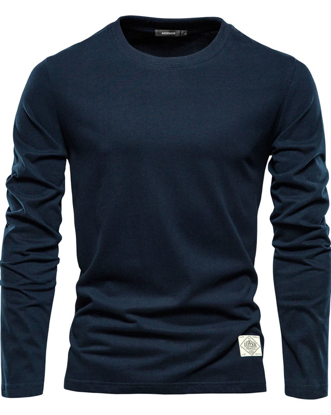 100% Cotton Long Sleeve T-Shirt for Men - Casual Spring Style