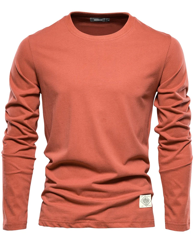 100% Cotton Long Sleeve T-Shirt for Men - Casual Spring Style
