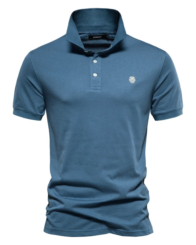 100% Cotton Men's Polo Shirt - Solid Color for Summer