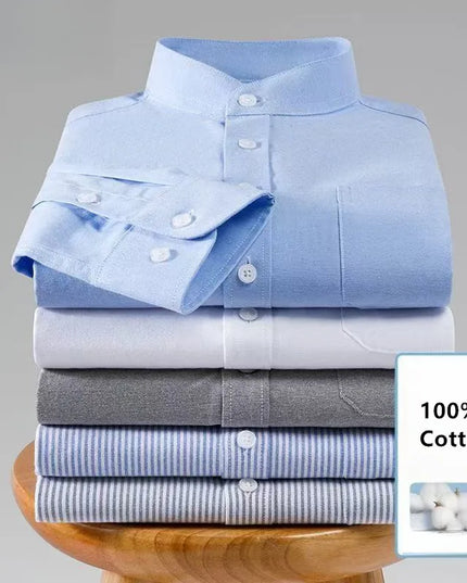 100% Cotton Oxford Mens Dress Shirt - Long Sleeve Smart Casual Fit