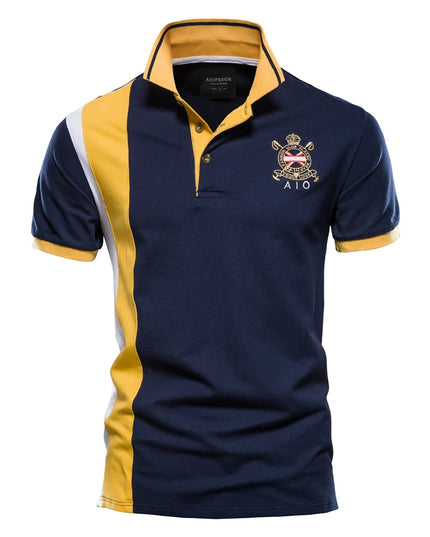 100% Cotton Polo Shirt - Short-Sleeved Badge Embroidery