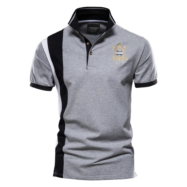 100% Cotton Polo Shirt - Short-Sleeved Badge Embroidery