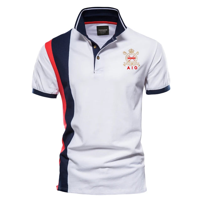100% Cotton Polo Shirt - Short-Sleeved Badge Embroidery