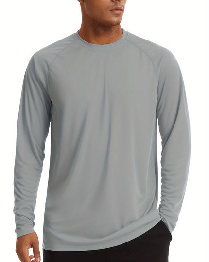 Men'S Summer Sun Long-sleeved T-shirt Polyester Fabric Comfortable Thin And Breathable Moisture Wicking Style Round Neck Outdoor Hiking Running Fishing Swimming And Other Outdoor Sports Tops -   | Stylish & Elegant Fashion by Voldri