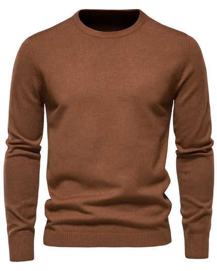 2021 Men's Casual O-Neck Pullover Sweater - Slim Fit, Warm Colors