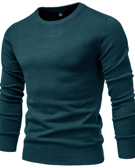 2021 Men's Casual O-Neck Pullover Sweater - Slim Fit, Warm Colors