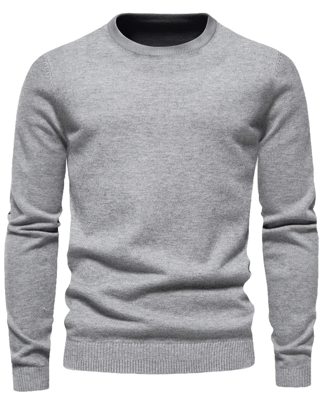 2021 Men's Casual O-Neck Pullover Sweater - Slim Fit, Warm Colors