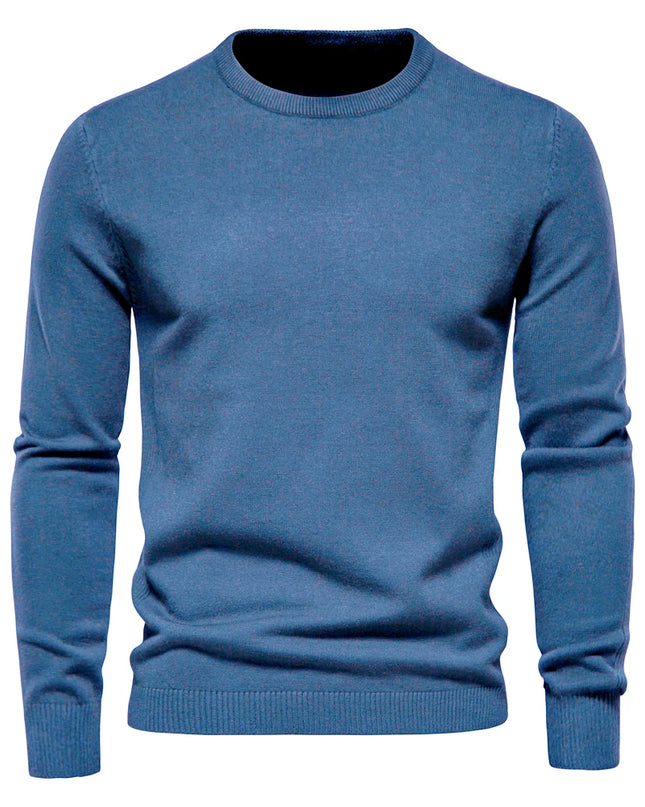 2021 Men's Casual O-Neck Pullover Sweater - Slim Fit, Warm Colors