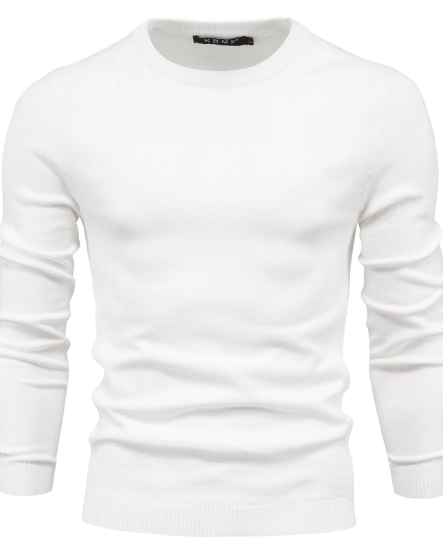 2021 Men's Casual O-Neck Pullover Sweater - Slim Fit, Warm Colors