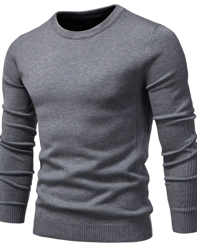 2021 Men's Casual O-Neck Pullover Sweater - Slim Fit, Warm Colors