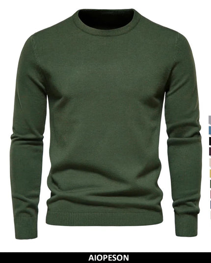 2021 Men's Casual O-Neck Pullover Sweater - Slim Fit, Warm Colors