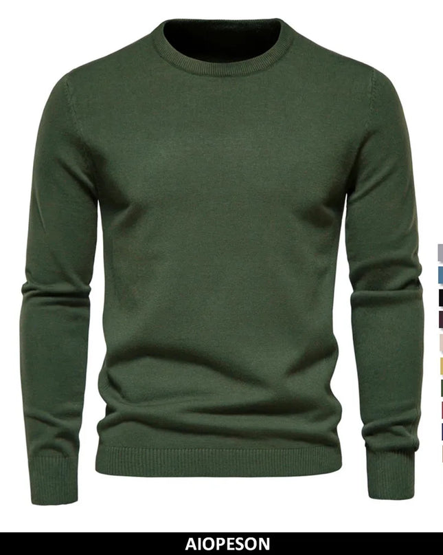 2021 Men's Casual O-Neck Pullover Sweater - Slim Fit, Warm Colors