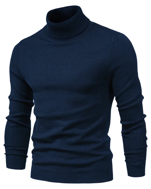 2021 Men's Casual Turtleneck Sweater - Warm Solid Color Pullover