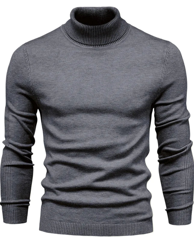 2021 Men's Casual Turtleneck Sweater - Warm Solid Color Pullover