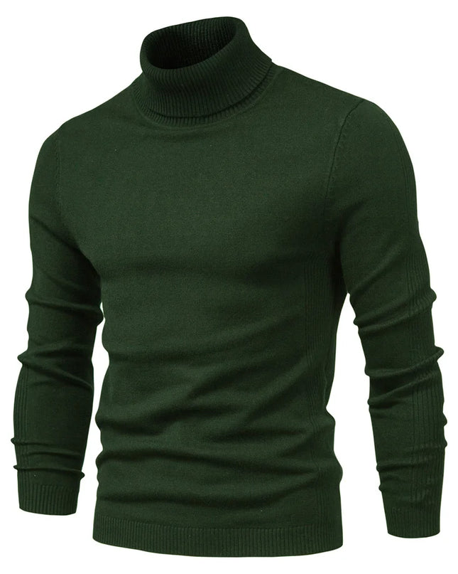 2021 Men's Casual Turtleneck Sweater - Warm Solid Color Pullover