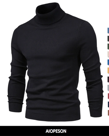 2021 Men's Casual Turtleneck Sweater - Warm Solid Color Pullover