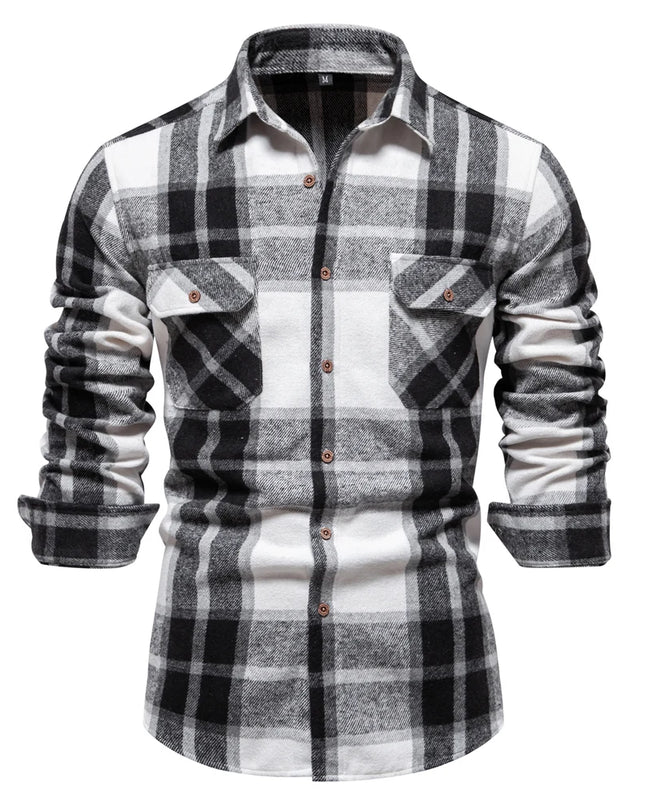 2023 Autumn Winter Plaid Shirt for Men - Casual Over Jacket Style