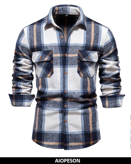 2023 Autumn Winter Plaid Shirt for Men - Casual Over Jacket Style