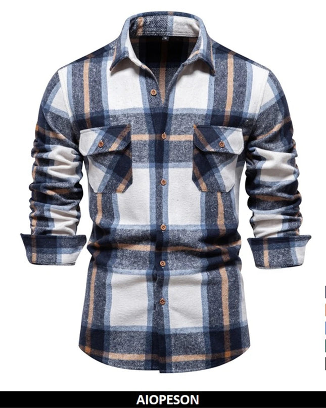 2023 Autumn Winter Plaid Shirt for Men - Casual Over Jacket Style