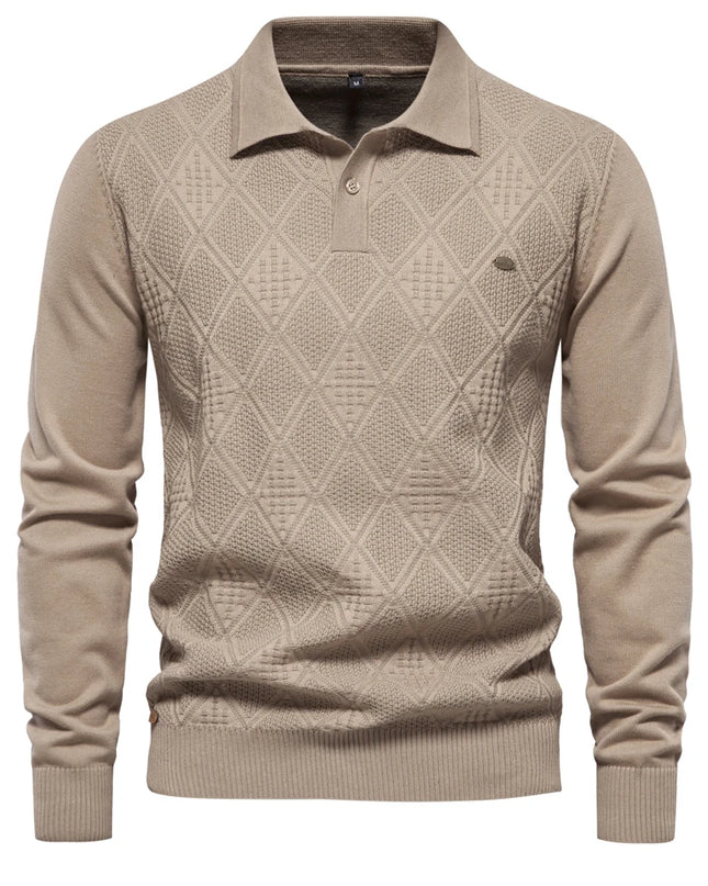 2023 Men’s Cotton Polo Neck Sweater - Casual High-Quality Pullover