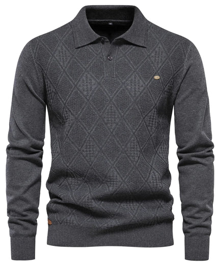2023 Men’s Cotton Polo Neck Sweater - Casual High-Quality Pullover