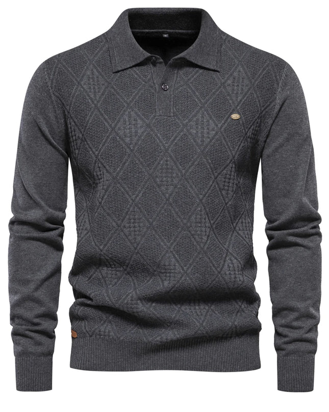 2023 Men’s Cotton Polo Neck Sweater - Casual High-Quality Pullover