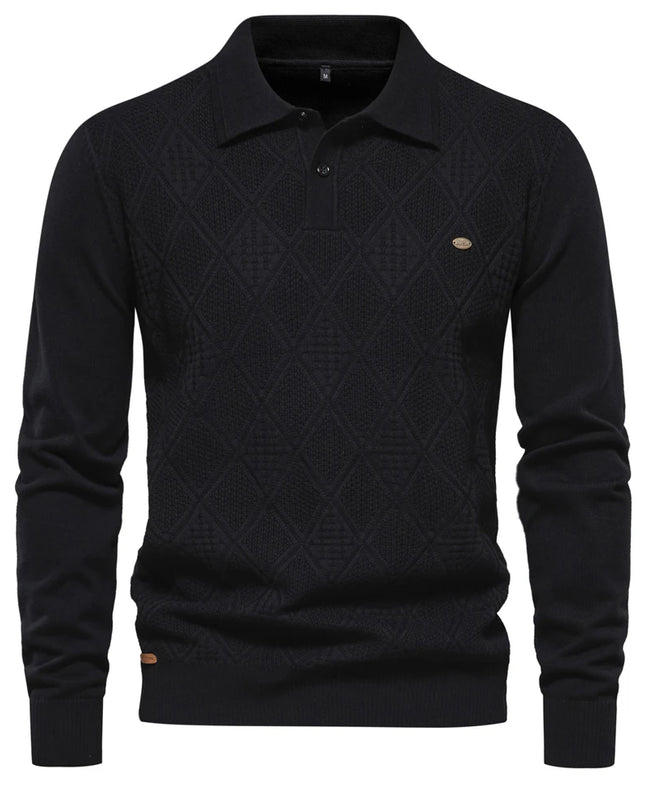 2023 Men’s Cotton Polo Neck Sweater - Casual High-Quality Pullover