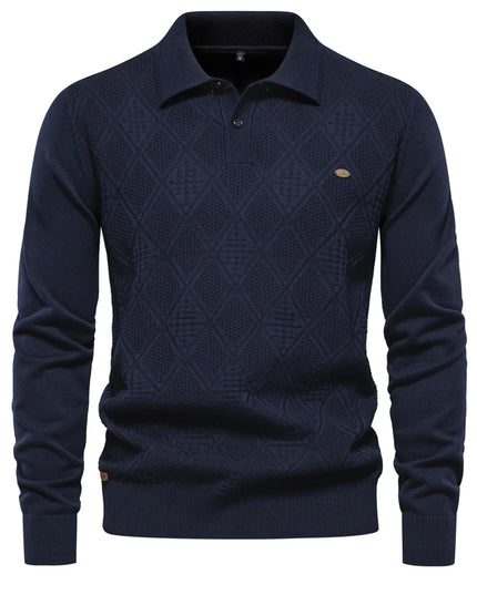 2023 Men’s Cotton Polo Neck Sweater - Casual High-Quality Pullover