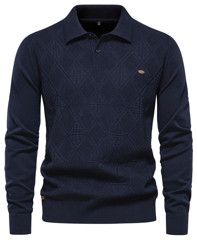 2023 Men’s Cotton Polo Neck Sweater - Casual High-Quality Pullover