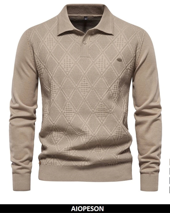 2023 Men’s Cotton Polo Neck Sweater - Casual High-Quality Pullover