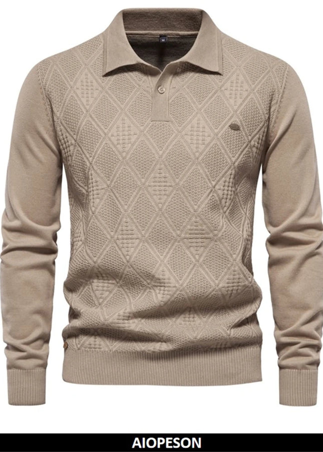 2023 Men’s Cotton Polo Neck Sweater - Casual High-Quality Pullover