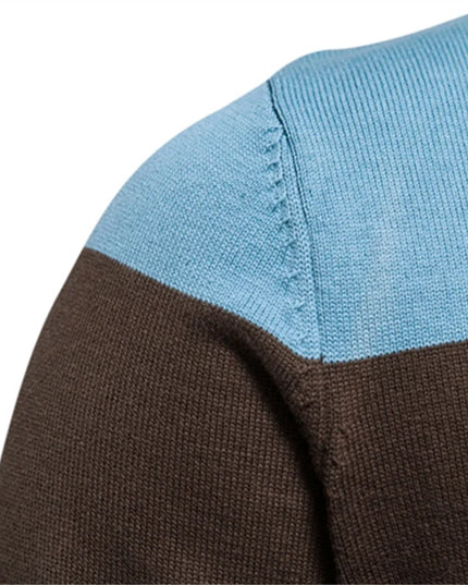 2023 Men's Cotton Zipper Cardigan - Casual Patchwork Sweater