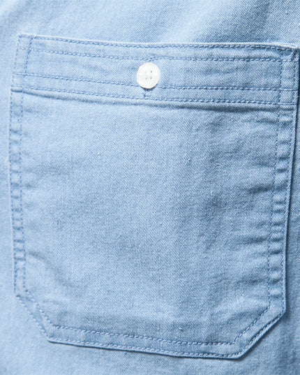 2023 Men's Denim Shirt - Casual Cotton Slim Fit with Double Pockets